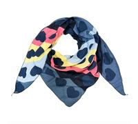 Love Herz Leopard Dreieck Schal aus 100% Baumwolle Frühling Unisex Uni Fashion Stola Tuch Übergangszeit Italy Sommer Strickschal Strick Tuch Hearth Happy Farbverlauf (Dunkelblau)