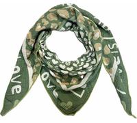 Love Herz Leopard Dreieck Schal aus 100% Baumwolle Frühling Unisex Uni Fashion Stola Tuch Übergangszeit Italy Sommer Strickschal Strick Tuch Heart Leo (Dunkelgrün)