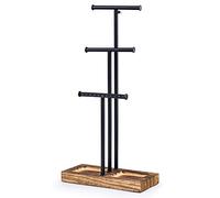 Love-KANKEI Schmuckständer Schmuckhalter Kettenständer Holz Metall mit 3 Stäben (Max Höhe 58cm), (Schwarzholz)