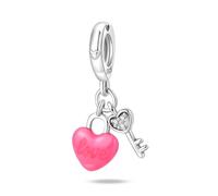 Love Key Anhänger Charm, 925 Sterling Silber Charm Armband Zubehör, kompatibel mit Pandora Armband Halskette