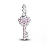 Love Key Anhänger Charm, 925 Sterling Silber Charm Armband Zubehör, kompatibel mit Pandora Armband Halskette