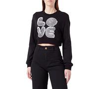 Love Moschino Damen Cropped Fit Long-Sleeved Roundneck Sweatshirt, Schwarz, 46 EU