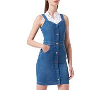Love Moschino Damen Dress Denim with Multicolor Snap Buttons Kleid, Medium Blue Demin, 40 EU