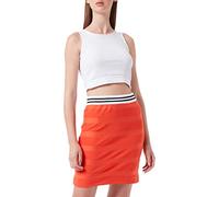 Love Moschino Damen Gestreepte Jacquard French Terry met logo 70s print en tweekleurig gebreide linten. Rock, Orange, 40 EU