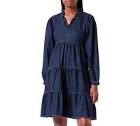 Love Moschino Damen Long Sleeves In Light 100% Cotton Denim with V Neck Dress, Dark Blue Denim, 48 EU
