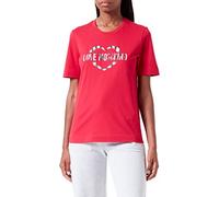 Love Moschino Damen Regular Fit Short Sleeves with Heart Olographic Print T Shirt, Rot, 40 EU
