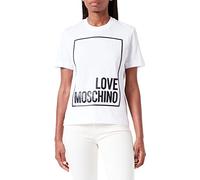 Love Moschino Damen Regular Fit Short Sleeveswith Logo Box Design T Shirt, Optical White, 38 EU