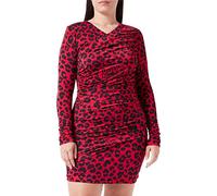 Love Moschino Damen Tight-Fitting Long Sleeves Dress, Red Black, 40 EU