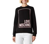 Love Moschino Long-Sleeved Slim fit Roundneck Sweatshirt in Stretch Cotton Fleece, Customized with Thick Bicolor Logo Box Print on Front.