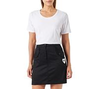 Love Moschino Miniskirt in Piece-Dyed Stretch Cotton Satin with Patch Pockets Closed with Logo Buttons and Heart Patch on Front Pocket.