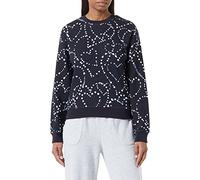 Love Moschino Regular fit Long-Sleeved Roundneck Sweatshirt in 100% Cotton Fleece Allover Storm of Hearts Printed.