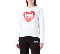 Love Moschino Regular fit Roundneck Sweatshirt in Stretch Cotton Fleece, Customized with red Heart Shiny Water Print on Front.