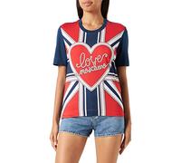 Love Moschino Regular fit Short-Sleeved t-Shirt in 30/1 Construction Cotton Jersey, Customized with digital Panel Flag Print on Front.