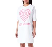 Love Moschino Short-Sleeved T-Shape Comfort fit Dress in 30/1 Cotton Jersey, Customized with Optical Heart Water Print and Logo on Front.