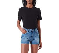 Love Moschino Shorts in 100% Cotton Blue Denim, Customized with Heart Patch on The Back Pocket. Medium wash.