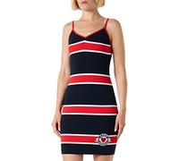 Love Moschino Slim fit Tank Dress in Striped Cotton Blend Rib, 14 Gauge, Customized with Patch on The Front Bottom.