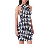 Love Moschino Tight fit Sleeveless Dress in Stretch Nylon Jersey Allover Hearts Printed.