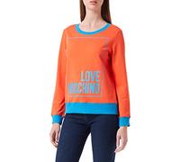 Love Moschino Womens Logo Box Print and Color Contrast Ribs Sweatshirt, RED Blue, 42