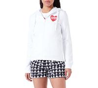 Love Moschino zippered hoodie jacket in stretch cotton fleece, customized with water print red logo heart on front left chest.