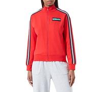 Love Moschino zippered jacket in stretch cotton fleece, customized with striped tape along shoulders and sleeves and logo patch on left chest.