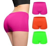 Love My Fashions ® 3er-Pack Damen-Boxershorts, hohe Taille, nahtlose Höschen für Damen, dehnbare Bauchkontrolle, Neongrün/Neonpink/Neonorange, XL-XXL