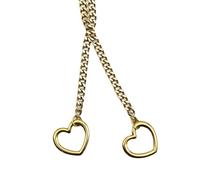 Love Shackles Necklace,Herz Kette Heart Slip Chain Damen,Herzkette,Loveshackles,O-Ring-Schlupfkette,Herz Lariat Y Choker Halskette,Handmade Punk Gothic Cuban Necklace für Frauen und Männer (Golden)
