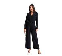 Love Welove Fashion Elegante Herbst-Jumpsuits für Damen - langärmelige formelle Strampler, elegante Hochzeitsgäste- und Abend-Outfits, Schwarz, Large