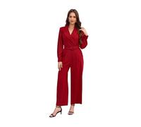 Love Welove Fashion Elegante Herbst-Jumpsuits für Damen - langärmelige formelle Strampler, elegante Hochzeitsgäste- und Abend-Outfits, Burgunder, Large