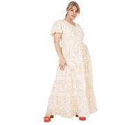 Lovedrobe Damen Ladies Plus Size Summer Dress for Women Curve Puffed Short Sleeve Maxi V-Neckline Flowers Floral Lace Cocktail A-line Cocktailkleid