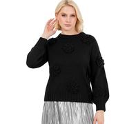 Lovedrobe Women's Jumper Ladies Round Neck Sweater Long Balloon Sleeve Floral Appliqué Elasticated Waist Cuffs Knitwear Pullover