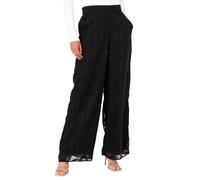 Lovedrobe Women's Palazzo Trousers Ladies Wide Leg Pants Floral Print Chiffon Bottoms Smart Casual Party Office Wear, Schwarz 52