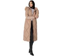Lovedrobe Women's Winter Jacket Ladies Coat Puffer Removable Faux Fur Hood Pockets Quilted Padded Longline Puffa Outerwear, Mink, 40