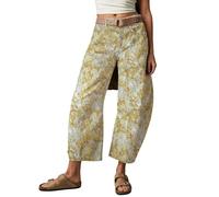 loveimgs Damen Baggy Barrel Jeans Mid Rise Printed Denim Pants Wide Leg Jeans Boyfriend Y2k Patchwork Cartoon 2025 Hippie, gelb, M