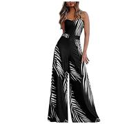 LoveLeiter Damen Overalls Rückenfrei Jumpsuit mode Retro Strampler Locker Lange gerade Hoseanzug Breites Bein Playsuit Sommer Ärmellos Bootleg-Hose Casual Rompers Stretch Spielanzug