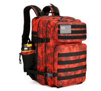 Lovelinks21 Taktischer Assault-Rucksack, 45 l, 3 Tage Assault Pack mit Molle wasserdichter Rucksack für taktische Rucksäcke, Rotes Wassermuster, Taktisch