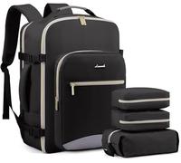 LOVEVOOK Handgepäck Rucksack, 45L Groß Reiserucksack Damen Flugzeug Koffer Travel Backpack, Wasserdicht Reisetasche mit 18 Zoll Laptopfach für Reise Business Geschäftsreise Weekend Wandern Schwarz