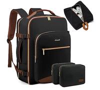 LOVEVOOK Handgepäck Rucksack, 45L Groß Reiserucksack Damen Flugzeug Koffer Travel Backpack, Wasserdicht Reisetasche mit 18 Zoll Laptopfach für Reise Business Geschäftsreise Weekend Wandern Beige