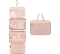 LOVEVOOK Kulturtasche Damen Gross, wasserdichte Kulturbeutel zum Aufhängen, Faltbare Waschtasche Kosmetiktasche Groß mit 360°Drehbare Haken, Waschbeutel Makeup Bag Cosmetic Bag für Damen. Rosa