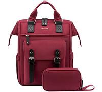 LOVEVOOK Laptop Rucksack Damen, 15,6 Zoll Schulrucksack Mädchen Teenager mit Datenkabel-Beutel, Wasserdicht Rücksacktasche Schultasche für Schule Uni Büro Business Reise Rot