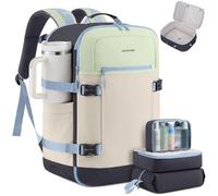 LOVEVOOK Reiserucksack für Damen, Handgepäck-Rucksack, Frisches Grün, Beige, Dunkelgrau, Large-40L-4Pcs, Modern