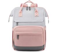 LOVEVOOK Rucksack Damen Groß Laptop Rucksäcke mit Laptopfach 17.3 Zoll Schulrucksack Mädchen Teenager Schultasche Backpack Tagesrucksack Wasserdicht für Schule Reise Uni Business, Grau Rose