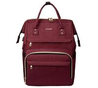 LOVEVOOK Rucksack Damen mit 17 Zoll Laptopfach, Wasserdicht Laptoprucksack Schulrucksack mit USB Ladeanschluss, Rucksack für Uni Arbeit Reise Business Weinrot