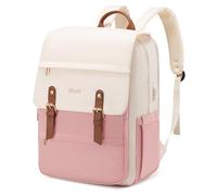 LOVEVOOK Rucksack Damen Rosa, Laptop Schulrucksack 15,6 Zoll, Wasserdichter Tagesrucksack, Schultasche Reiserucksack, Backpack Women Elegant für Uni Reise Büro Pendeln, Beige Rosa