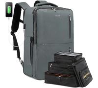 LOVEVOOK Rucksack Handgepäck, Abnehmbarer Reise Rucksack leicht mit Schuhfach, Wasserdichter Laptop Rucksack 17 Zoll Cabin max 55x40x20 Kofferrucksack für Flugzeug Urlaub Wandern, Dunkel-Grau