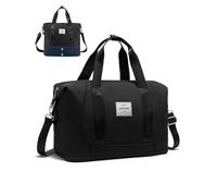 LOVEVOOK Ryanair Handgepäck 40x20x25, Erweiterbare Handgepäck Tasche für Flugzeug, Faltbare Kleine Reisetasche Cabin Travel Bag Weekender Carry On Luggage für Damen Herren, Schwarz