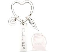 LOViLEE Denk an dich Silber - Schlüsselanhänger Glücksbringer inkl. Geschenkbeutel - Schutzengel Geschenk Freundin Geburtstag, Führerschein bestanden Geschenk, Schutzengel Auto