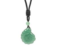 Lovionus89 Spiralförmiger Naturstein Anhänger Halskette - Edelstein Schneckenform mit verstellbarem schwarzem Band 66 cm - Boho Schmuck Damen Naturstein Kette Geschenk, Grüner Aventurin