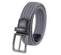 Lovionus89 Stoffgürtel Stretchgürtel, 3.4 cm Verstellbarer geflochtener Web Golf männer gürtel für lässige Jeans Sport,125 CM, Grau