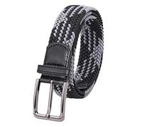 Lovionus89 Stoffgürtel Stretchgürtel, 3.4 cm Verstellbarer geflochtener Web Golf männer gürtel für lässige Jeans Sport,105 CM, Schwarz Grau