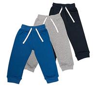 Lovjoy Kinder Jogger Trainingshose - 3er-Pack - weiche Baumwollhose - elastische Taille & verstellbare Kordelzüge - 12-18 Monate - Königsblau, Grau, Marineblau